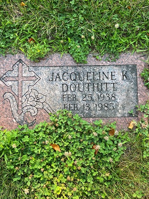 Jacqueline Douthitt May gravestone, Class of 1956