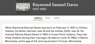 Raymond Daves marriage info, Class of 1956