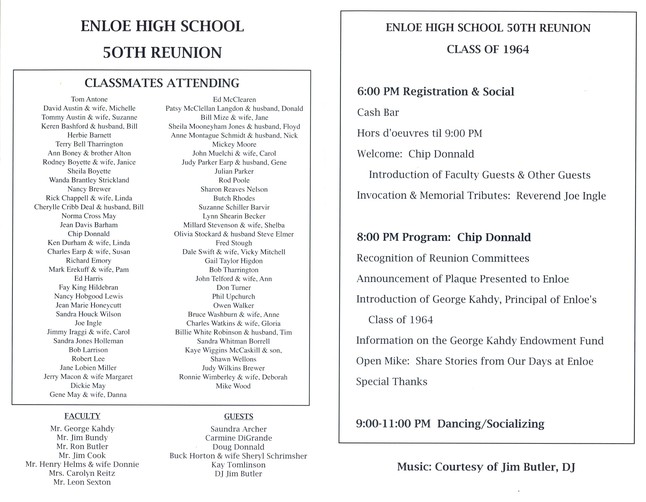 50th Class Reunion Program
