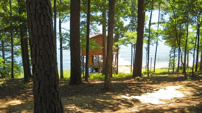 View of lake from cabin porch