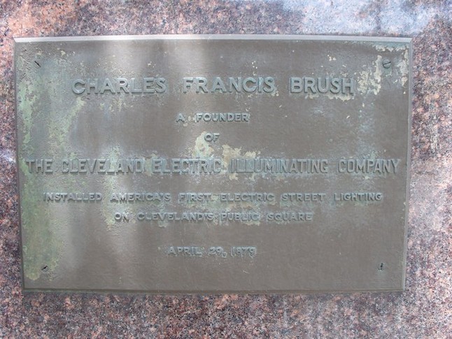Plaque on the Cleveland Public Square in memory of Charles F Brush