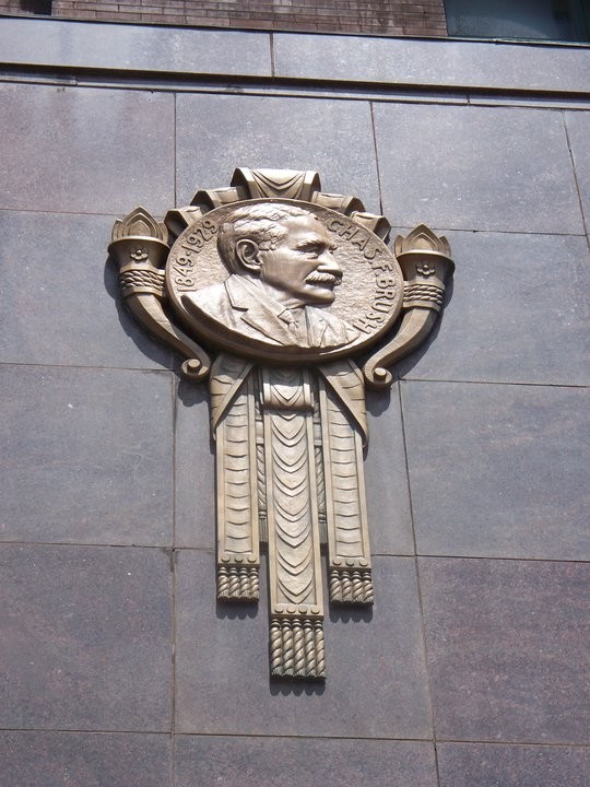 Charles F Brush medallion outside Cleveland's Old Arcade