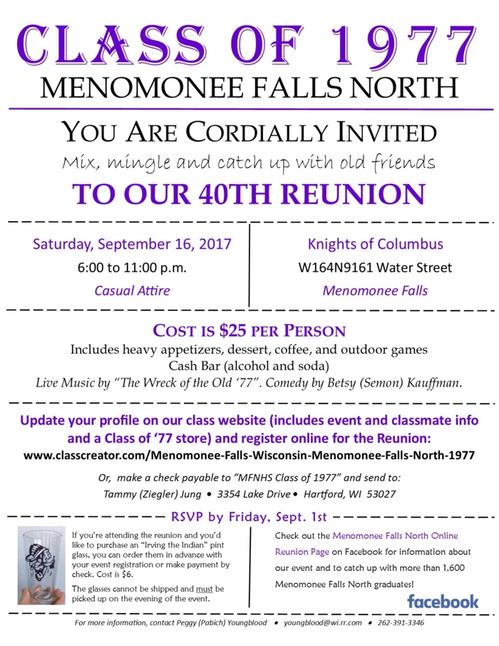 Menomonee Falls North High School Class of 1977, Menomonee Falls, WI