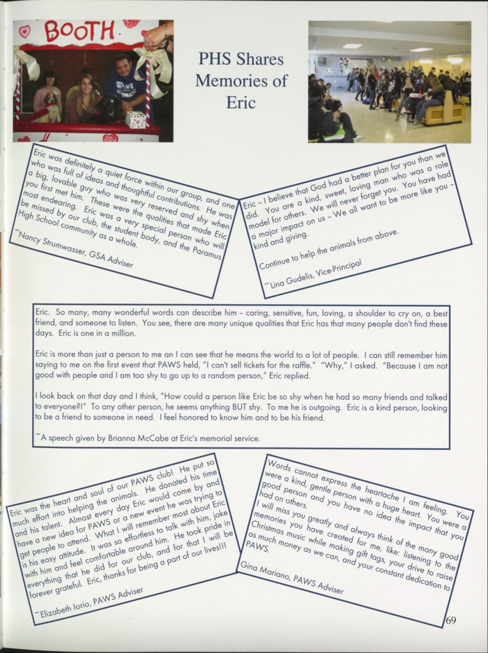 Eric Micheo, Class of 2013 Yearbook Memory page