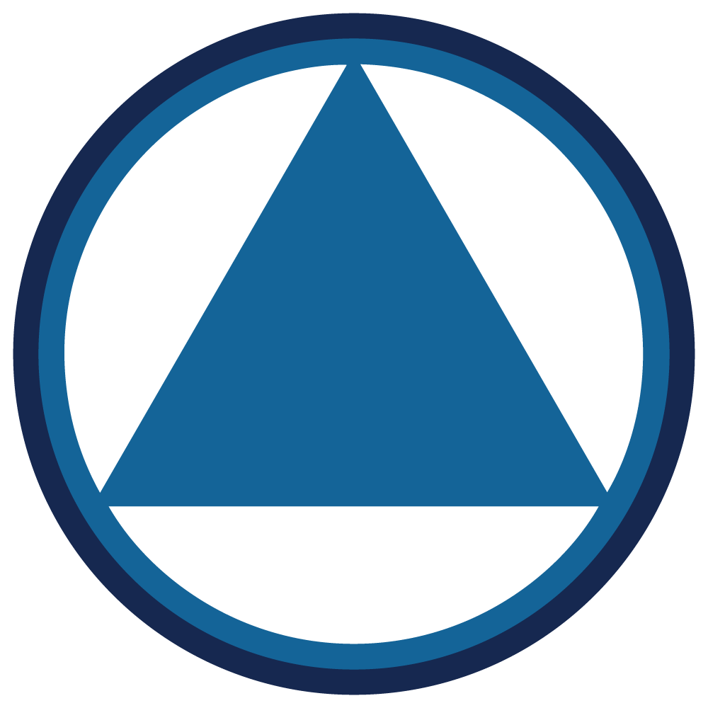 Синий треугольник в круге. Синий треугольник. Анонимные алкоголики логотип. Логотип треугольник. Символ анонимных алкоголиков треугольник.