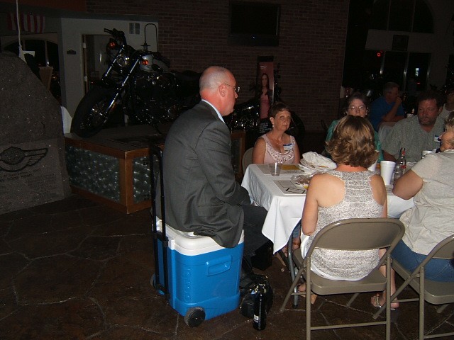 Dan Morrison with his portable throne on wheels