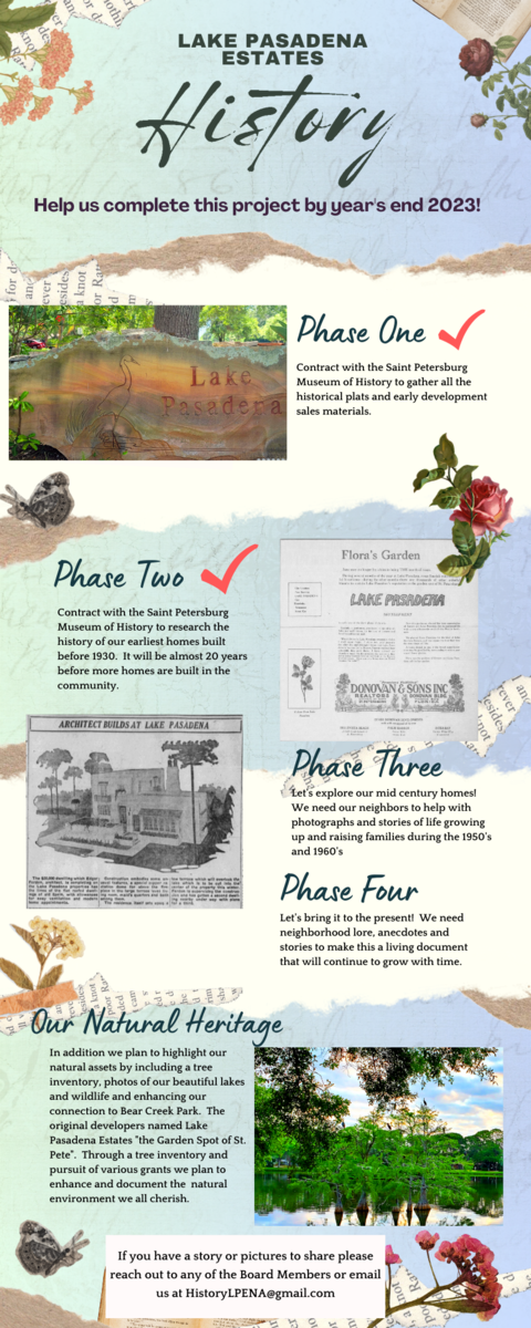 Lake Pasadena Estates History Project Overview
