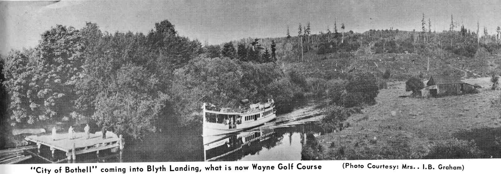 Ferry -City of Bothell- coming into Blyth Landing (now Wayne Golf Course)