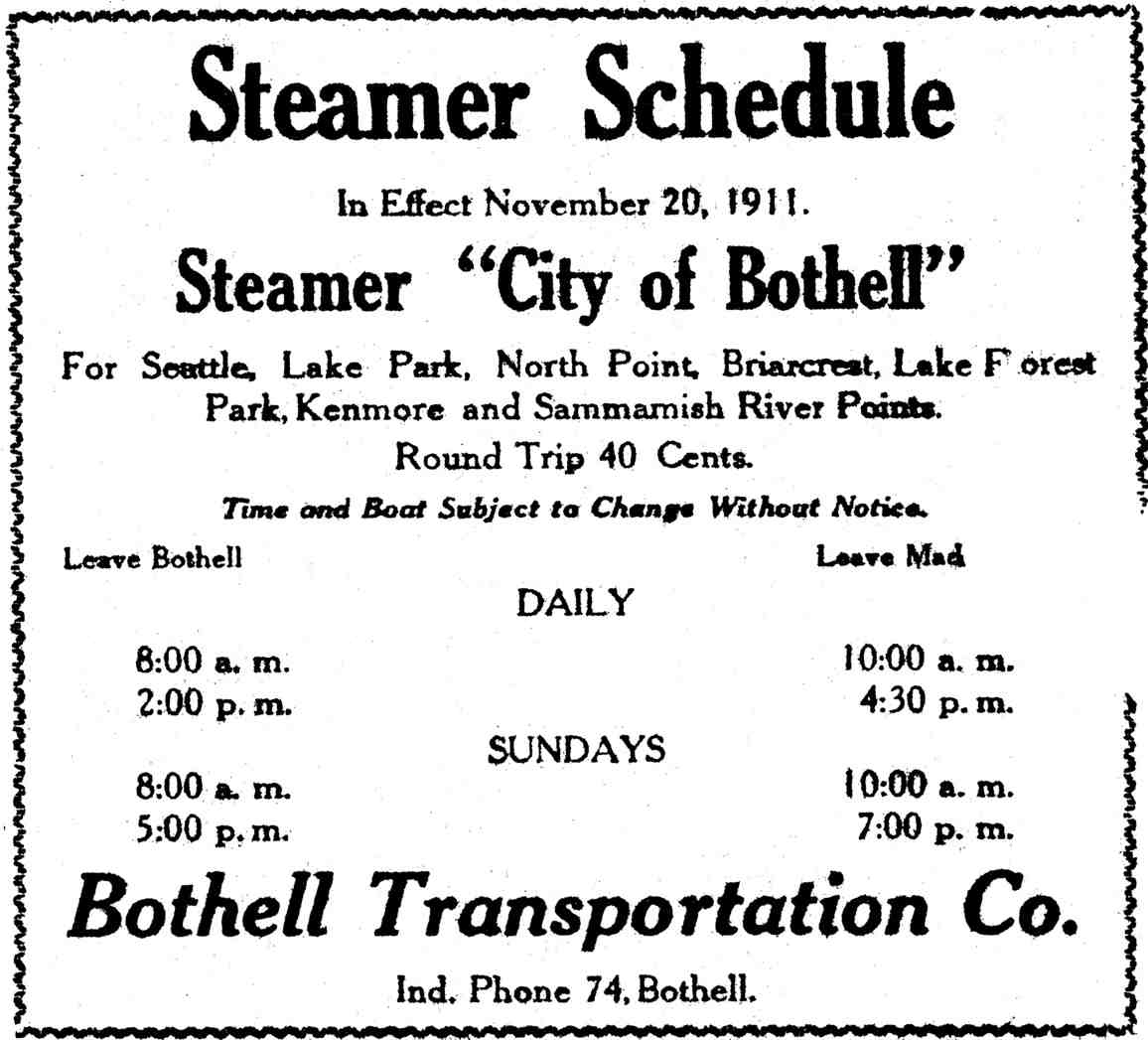 1911 City of Bothell Schedule
