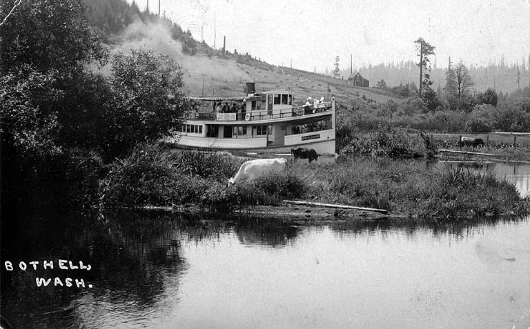 Bothell Ferry in the slough before lake level was lowered