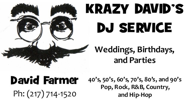 Entertainment provided by DJ David Farmer, Krazy David's DJ Service